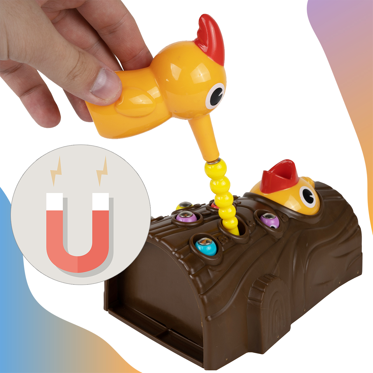 DZIĘCIOŁ I ROBACZKI GRA ZRĘCZNOŚCIOWA MAGNETYCZNA DLA DZIECI CAŁEJ RODZINY Minimalna liczba graczy 1