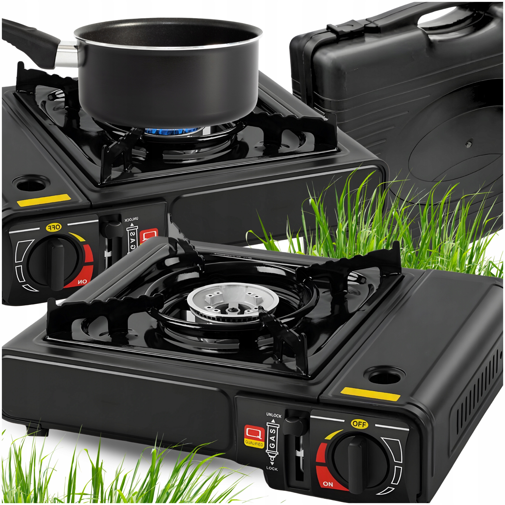 Turistický Plynový Vařič Piezo Zapalování Kufr Kemp 2,2KW