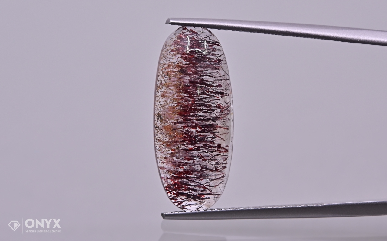 Jahodový křemen kabošon ovál 22,5x9,5 mm