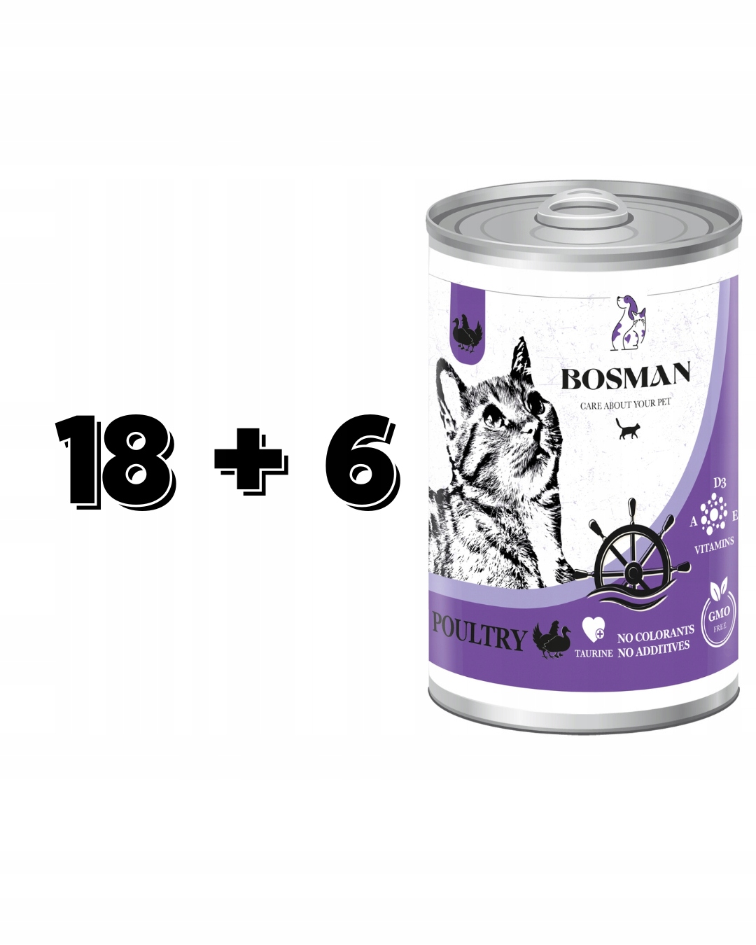 Levně Bosman kompletní vlhké krmivo pro kočky s drůbežím masem 18 x 415 g Dárek