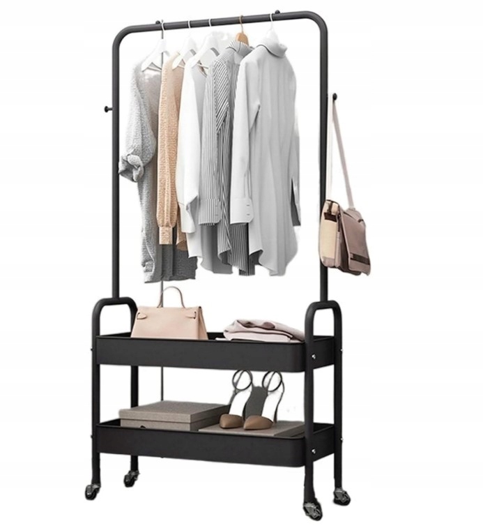 Černý Věšák Na Oblečení Stojan Na Věšáky Botník Stojící Šatník