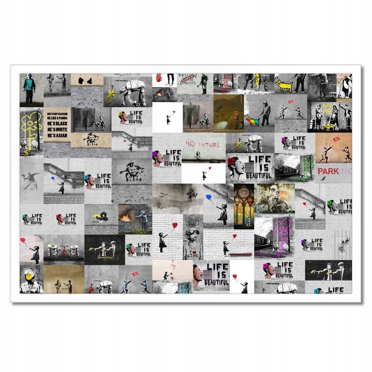 Plakáty v rámu 60x40 Banksy Megamix Koláž