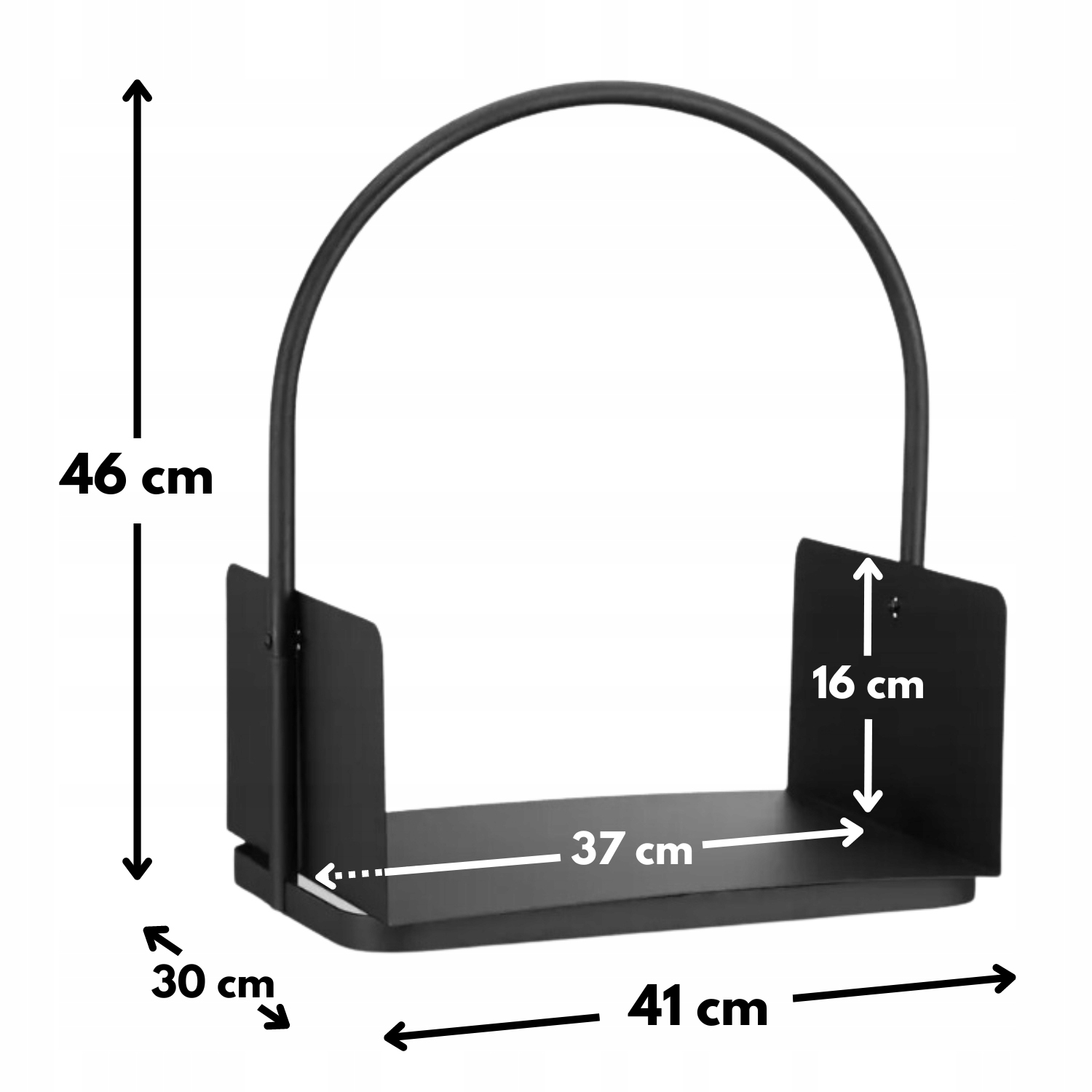 METALOWY STOJAK KOSZ NA DREWNO KOMINKOWE OPAŁOWE REGAŁ DO KOMINKA PRZENOŚNY Głębokość produktu 30 cm