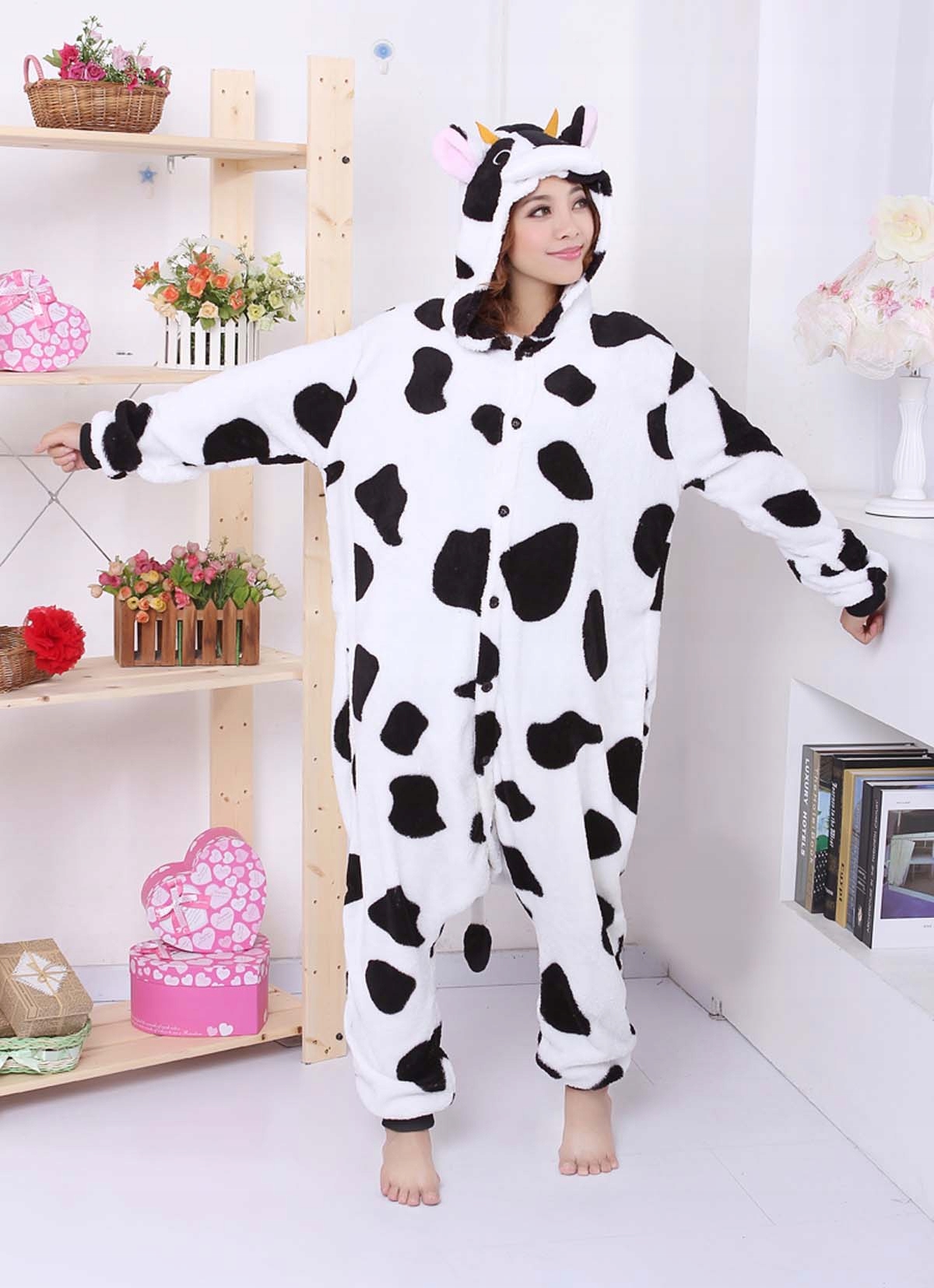 Piżama Onesie Kigurumi Kostium Przebranie Krowa L: 165-175cm Rozmiar L