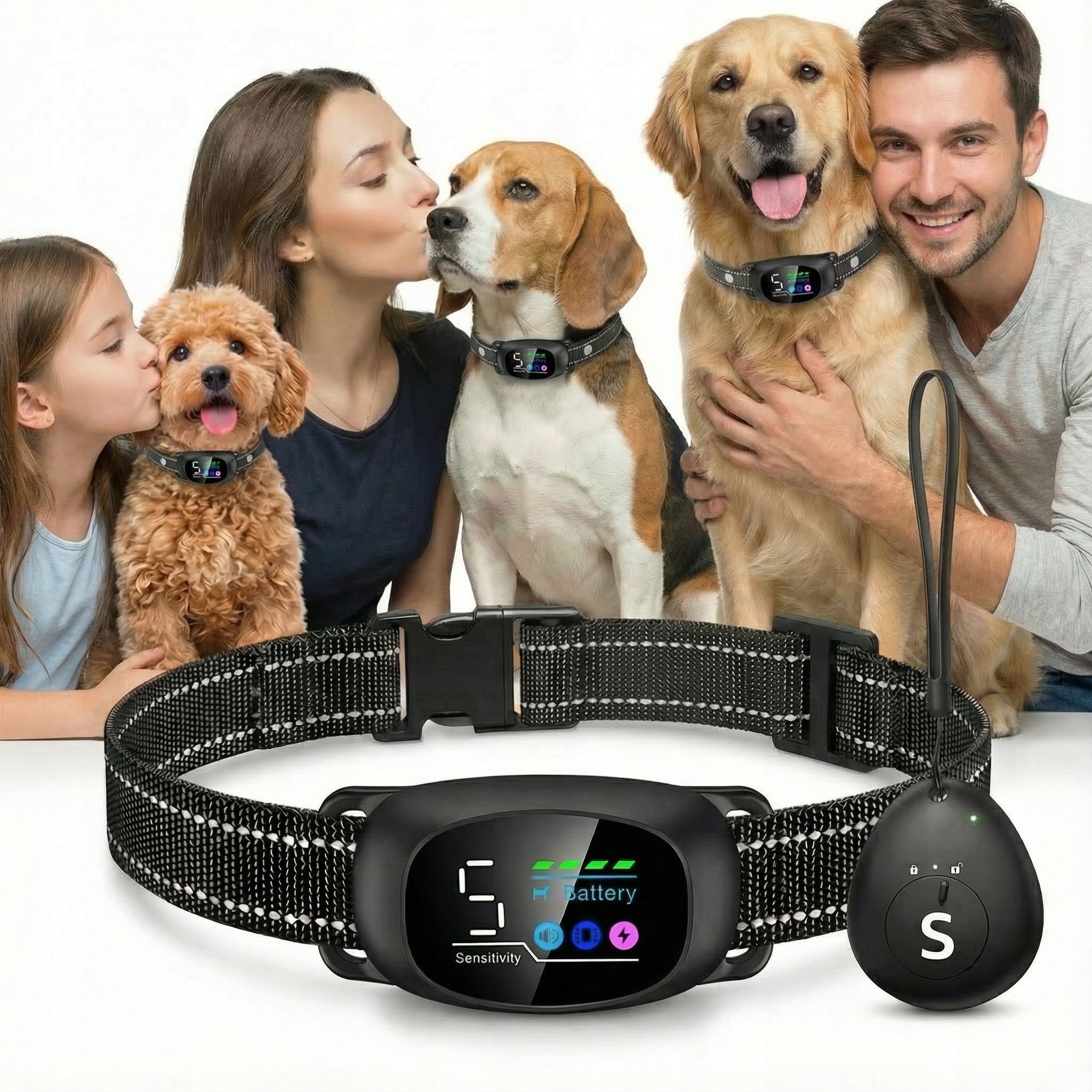 2v1 Elektronický Obojek Proti Štěkání A Výcvikový Obojek Pro Psa S Led Displejem