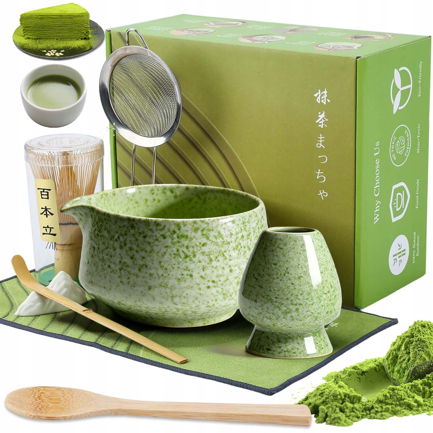 Zestaw Prezentowy 8SZT Do Herbaty Matcha Zestaw Do Parzenia Matchy Łyżka
