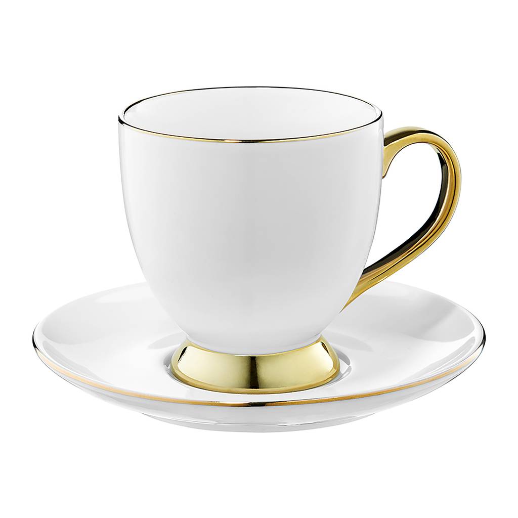 

Filiżanka Porcelanowa Z Talerzykiem Biało Złota