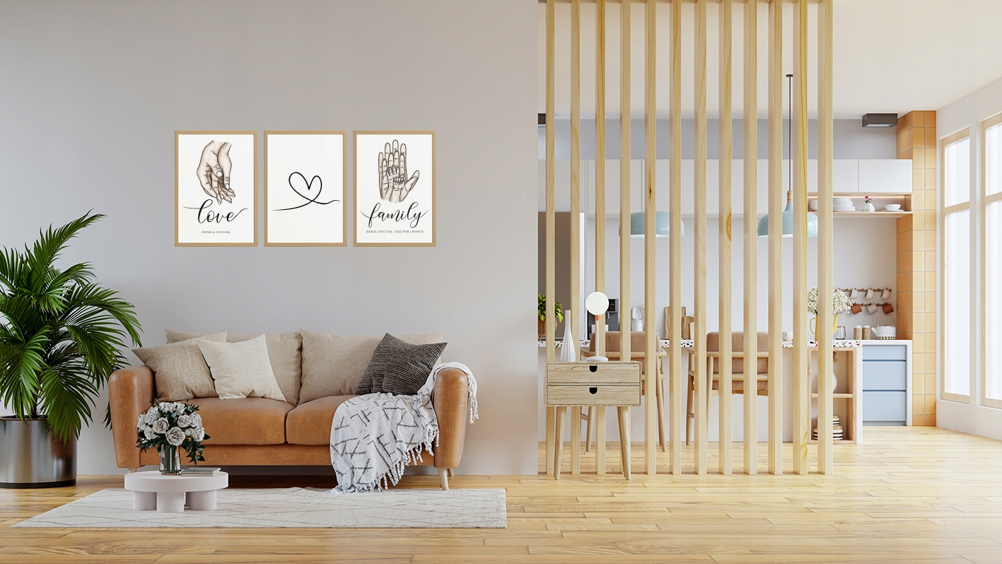 ZESTAW PLAKATÓW A3 RODZINA IMIONA DO SALONU LOVE Wysokość produktu 42 cm