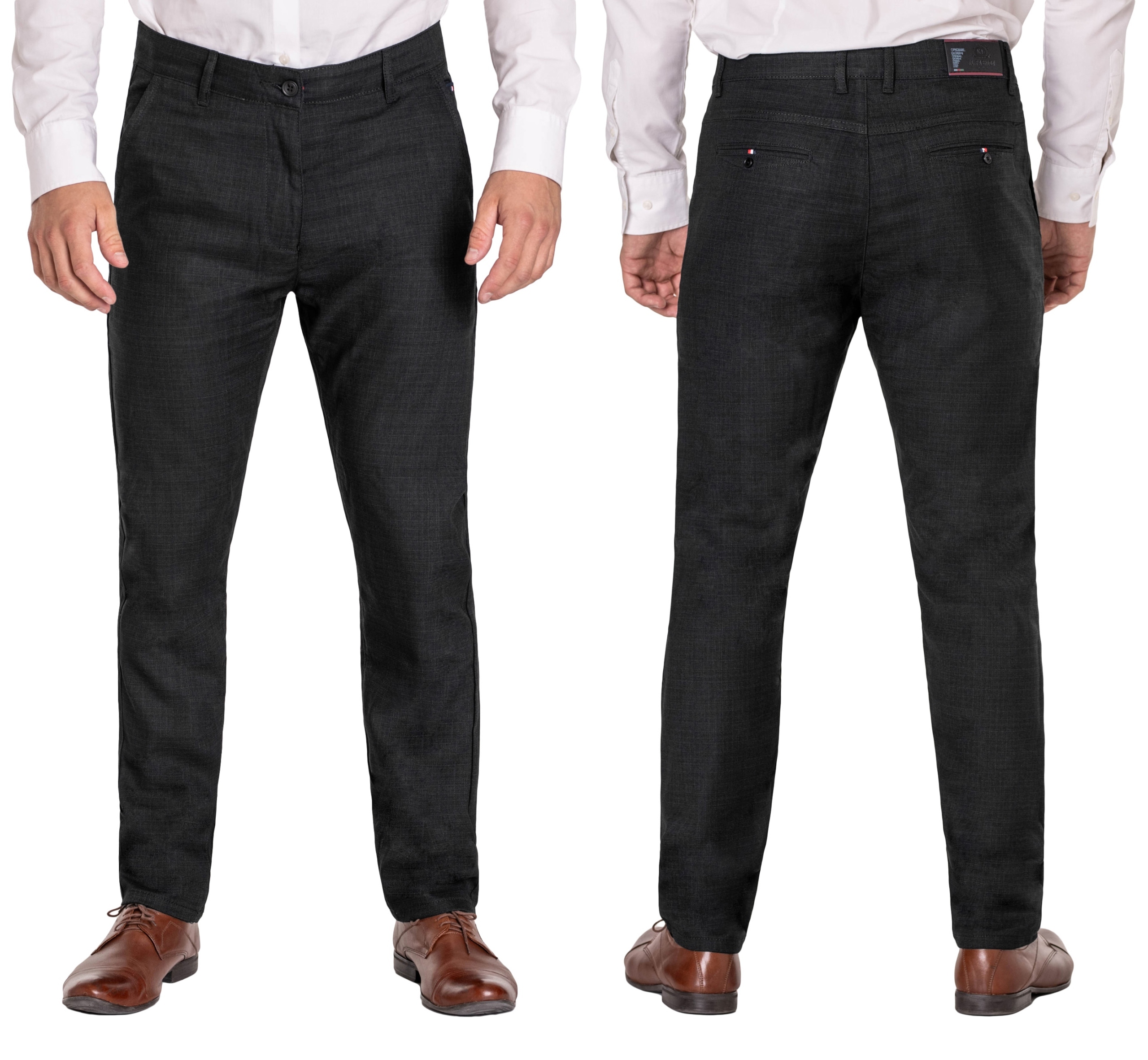Wizytowe Spodnie Męskie Czarne Chinosy Bawełniane 6033 W42 L30