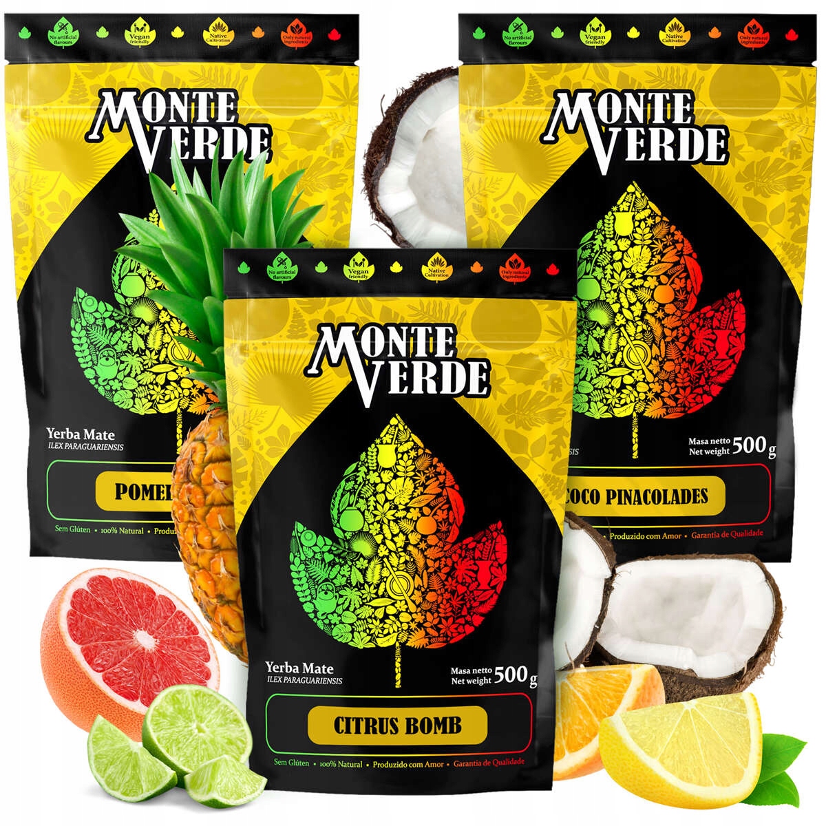 Sada Yerba Mate Monte Verde Ovocná 3x500g 1,5kg