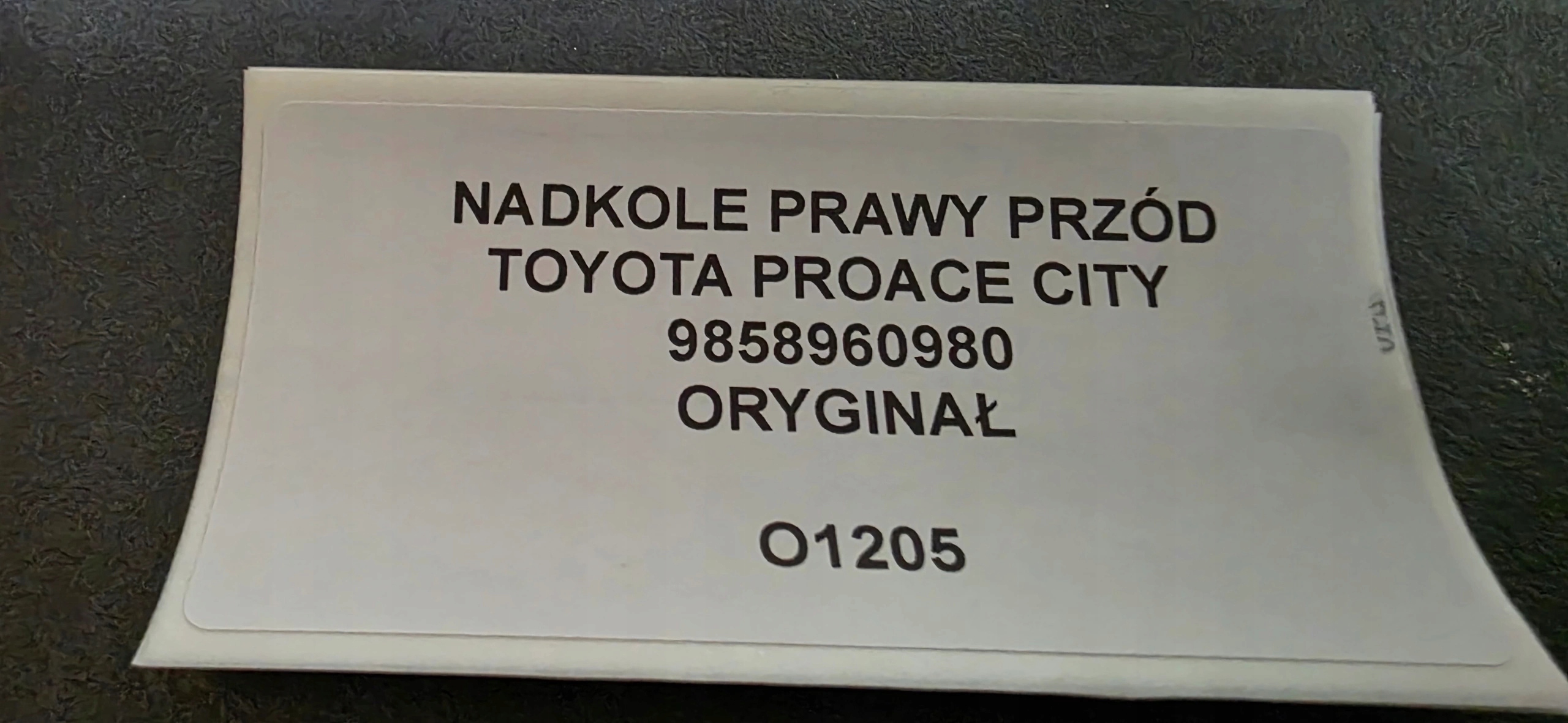 mudguard right front TOYOTA PROACE CITY 18- original 9858960980
