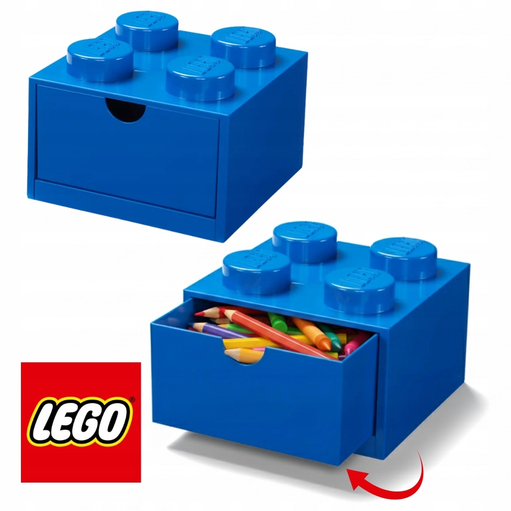 Originální Lego kontejner s zásuvkou na psací stůl 4 očka modrý 40201731