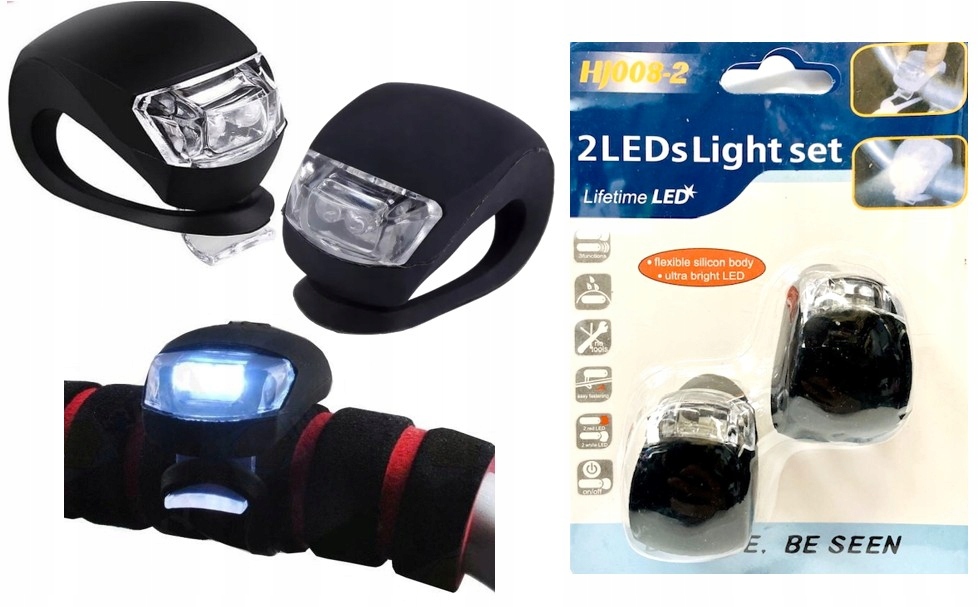 

2 x Lampka Rowerowa Silikonowa Led Przód+tył+ Kask