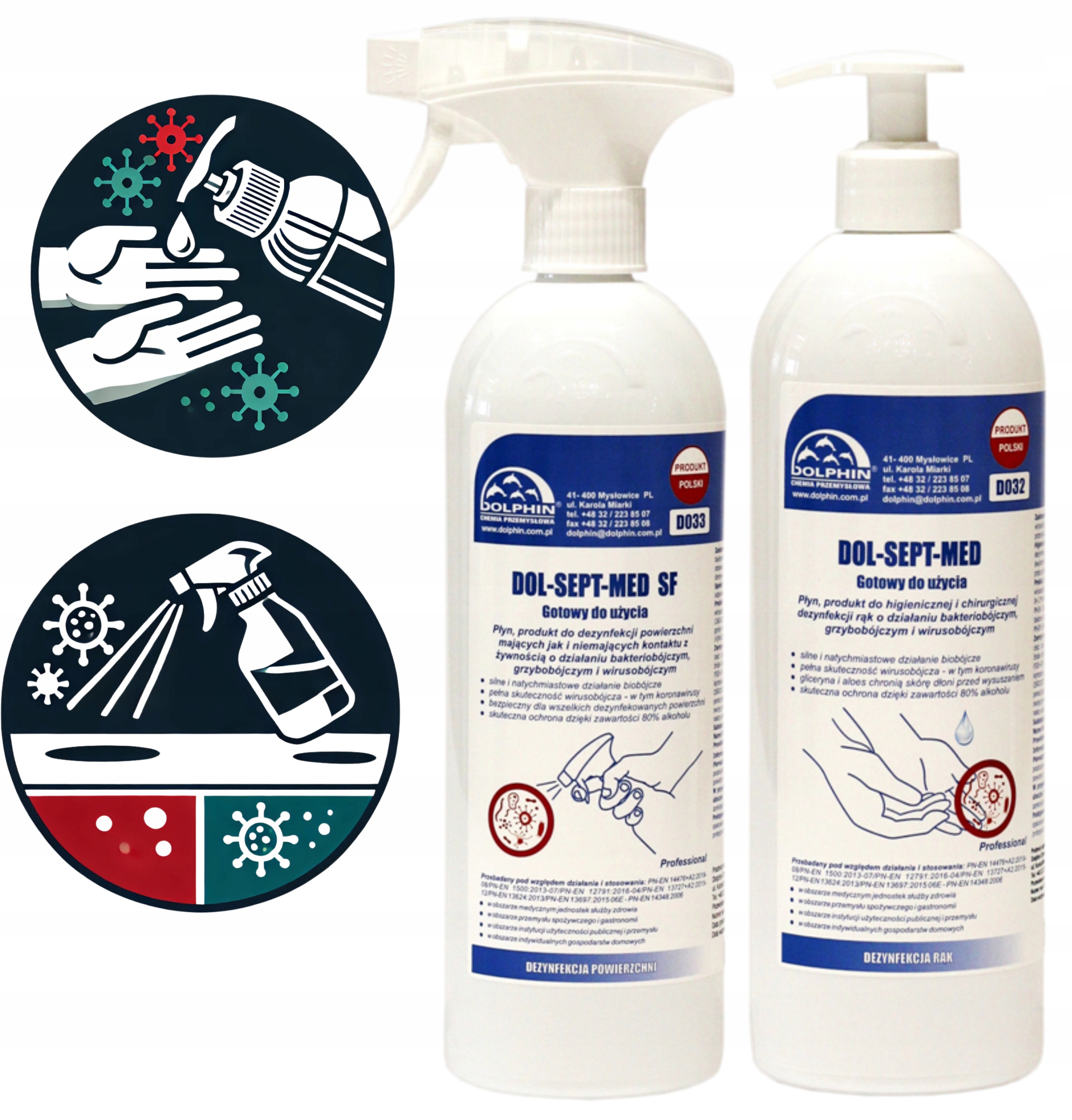 Zestaw Do Dezynfekcji Powierzchni i Rąk Dol Sept Med Sf Bakterie Wirusy