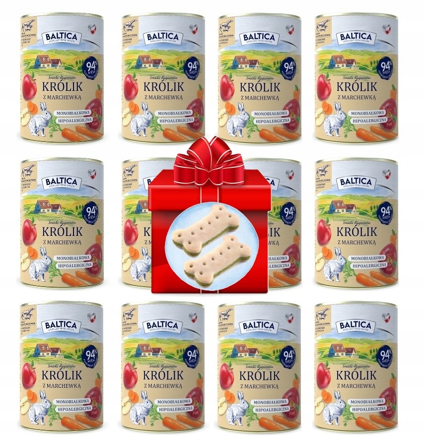 Baltica karma mokra dla psa królik z marchewką 12x400g