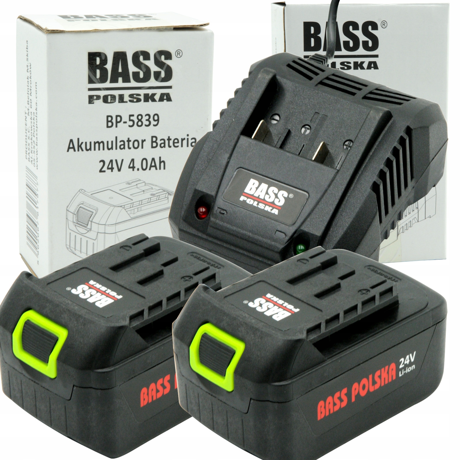 

Bass Bateria 4Ah 2x Akumulator LiION Ładowarka 24V
