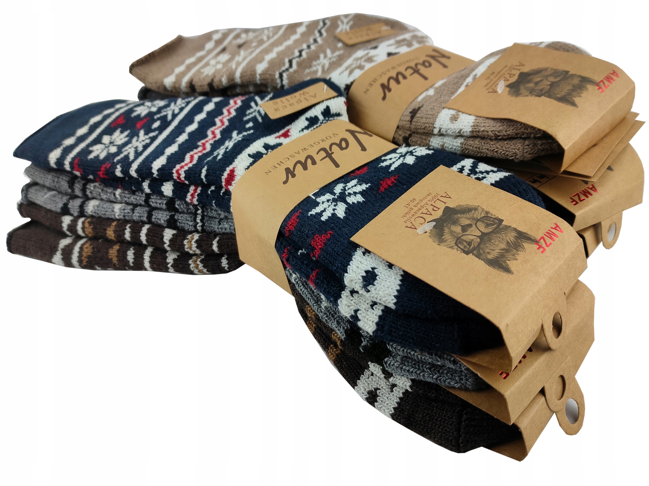 

6 Par Skarpety męskie Wełniane Alpaca Ciepłe 40-43