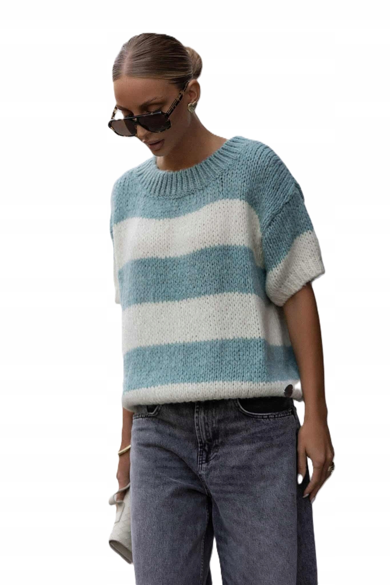 Sweter damski miętowy Cocomore ciepły luźny polska produkcja r. uni