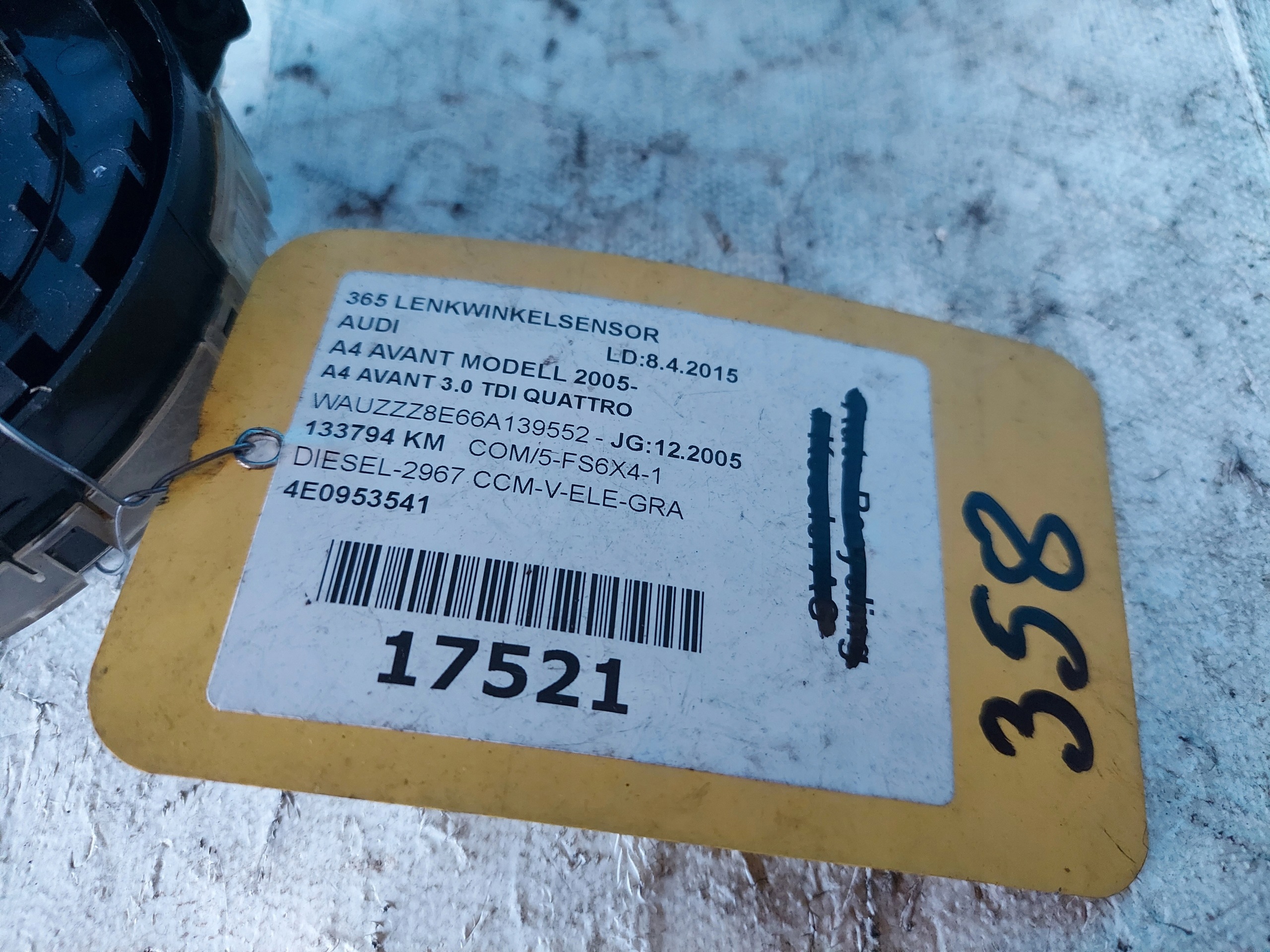 krúžok airbag A4 B7 4E0953541