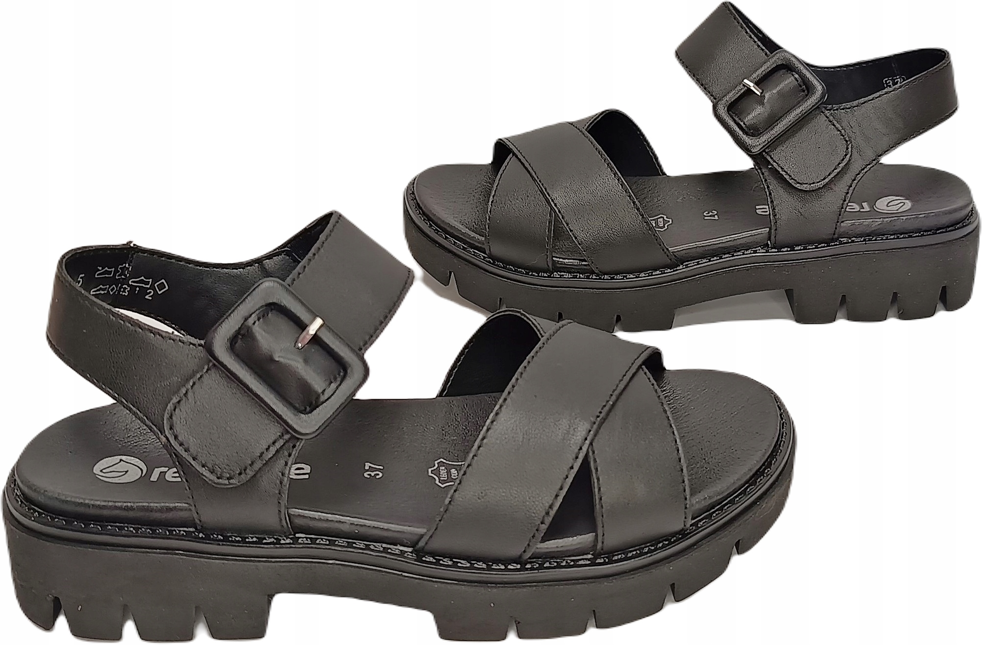 Pohodlné Sandály traper s tlustým spodkem Remonte D7950 Černé r39