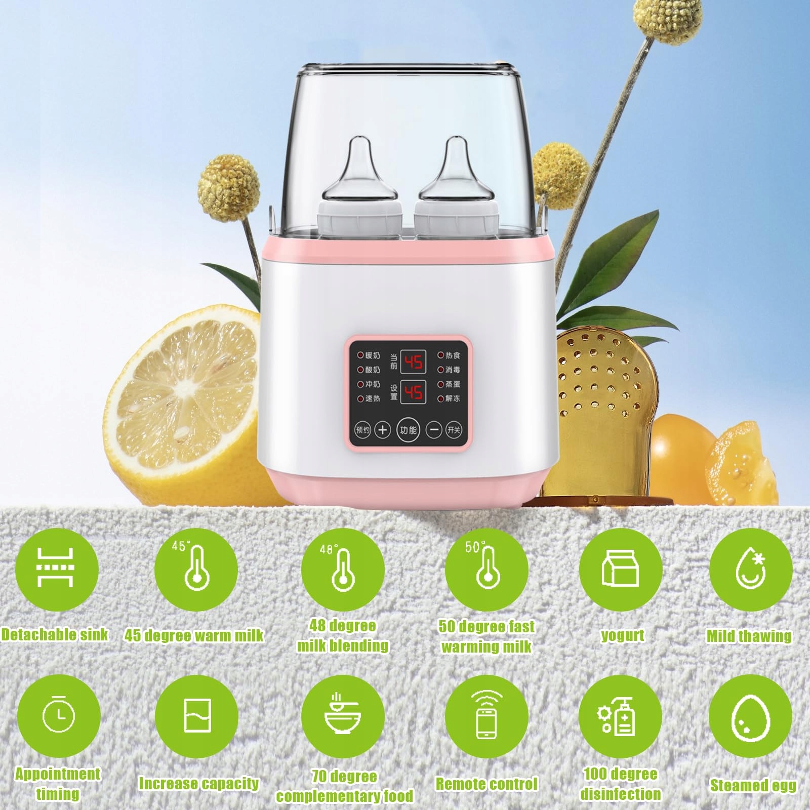 GBKDQQ Podgrzewacz Do Butelek 8w1 Sterylizator LCD BPA Free Dla Niemowląt — miniatura 5