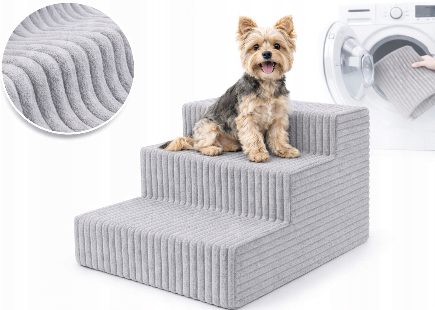 Levně Schody Pro Psa Rampa Plošina 3 Stupně 30 cm Šedá