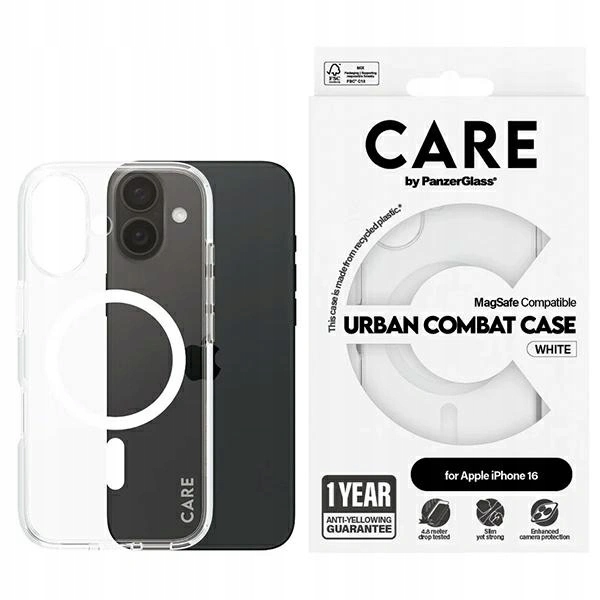 Pouzdro Care by PanzerGlass Flagship Case pro Apple iPhone 16 MagSafe, bílá/bílá barva