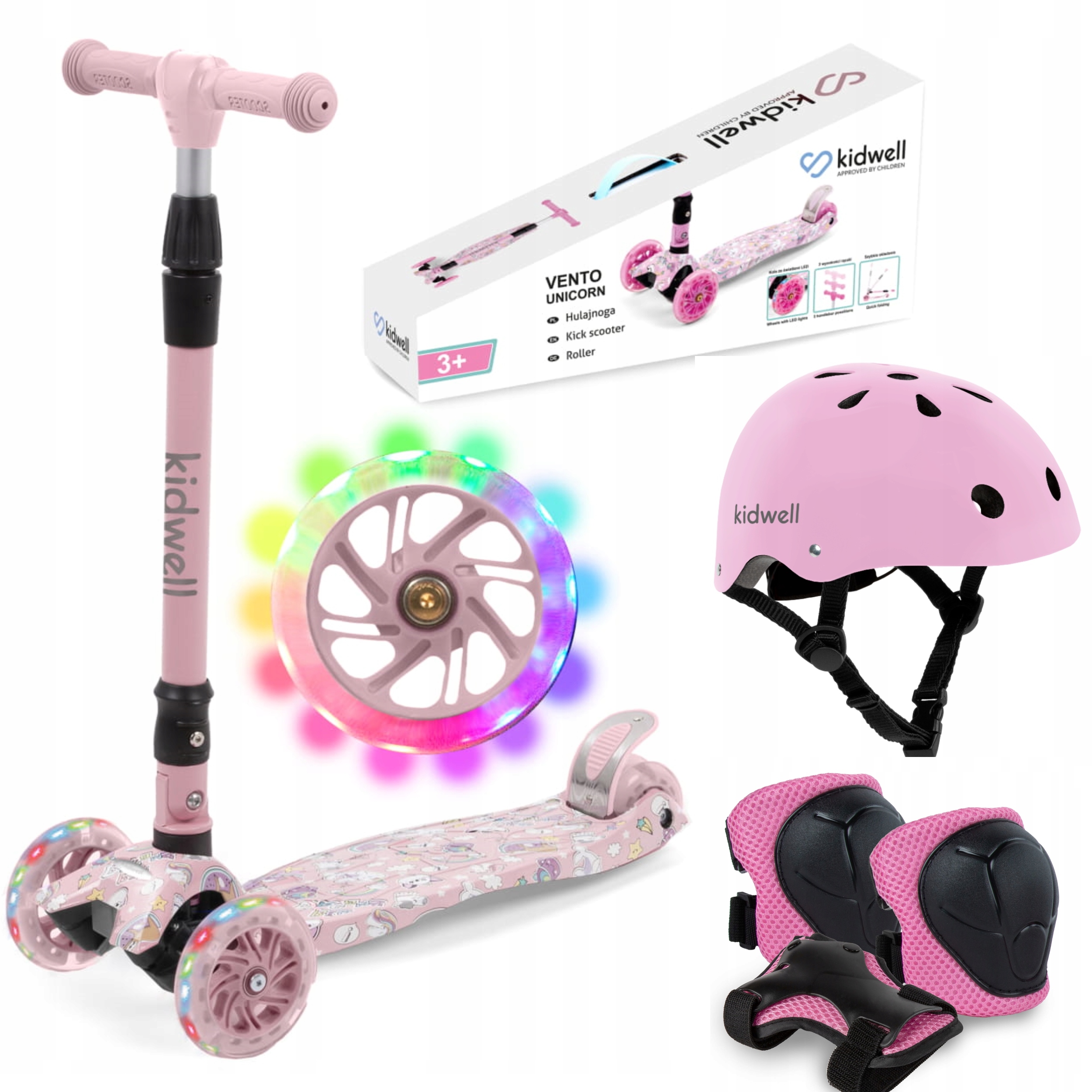 Hulajnoga Vento Unicorn Kask i Ochraniacze M Różowy Zestaw Prezentowy