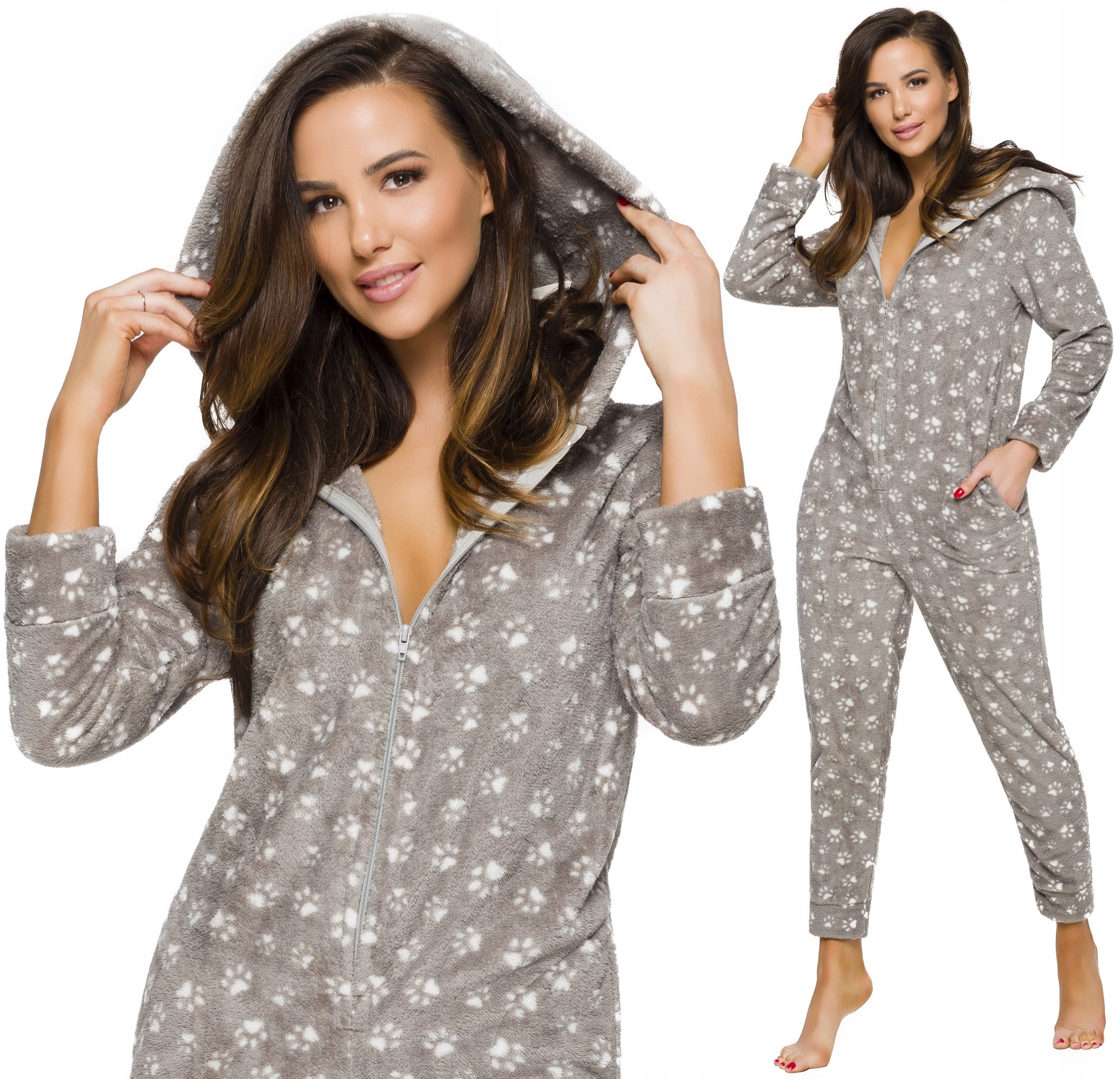 

Piżama Ciepły Kombinezon Kaptur Onesie Pajac XL
