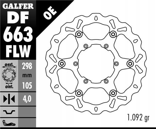 Galfer Brzdový Kotúč Predný Bmw F 650/700/800 Gs 93-13 (298X105X4) Wave