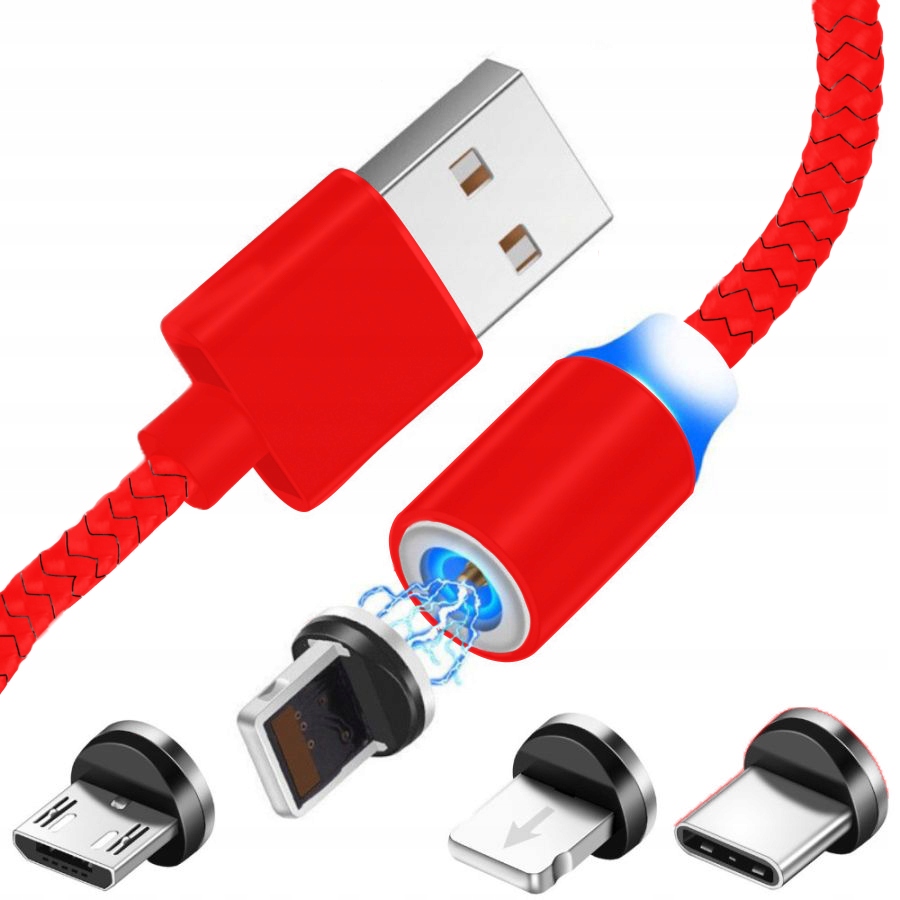 

Kabel Magnetyczny Usb 3W1 Oplot 100CM Czerwony