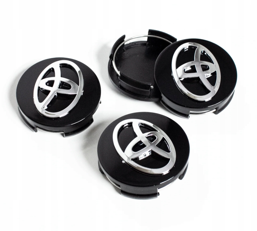 

Toyota Czarne Dekle Dekielki 62mm Kpl Kapsle Alu