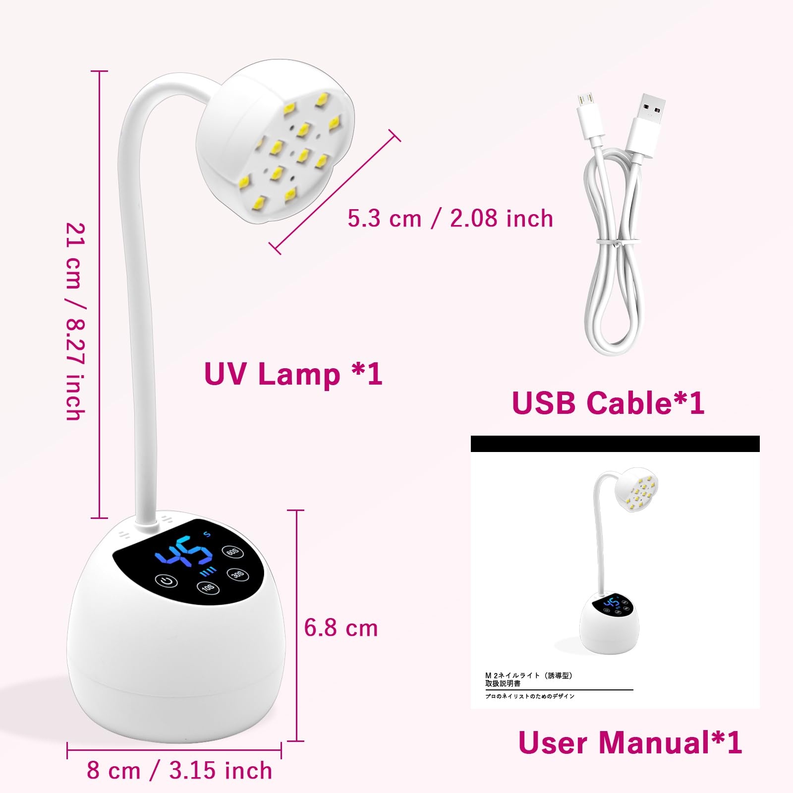 CGBE Mini Lampa UV Do Paznokci Z Czujnikiem LCD 36W 12 LED Do Żelu — miniatura 7