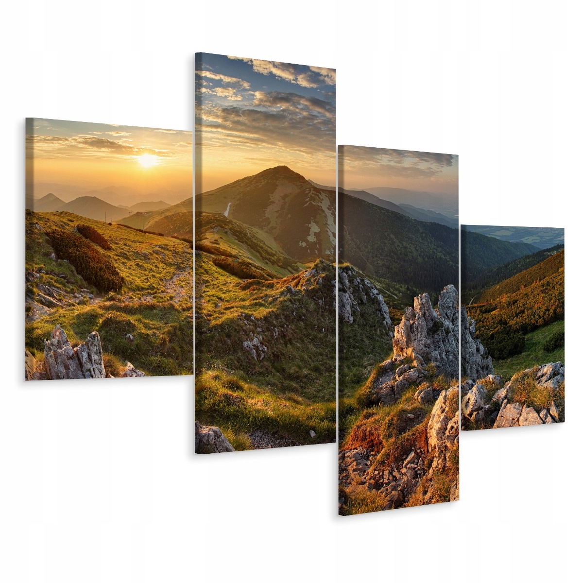 

Obraz Tetraptyk Zachód Słońca w Górach 3D 160x100