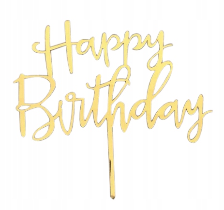 Ozdoba Tort Urodziny Topper Happy Birthday Złoty
