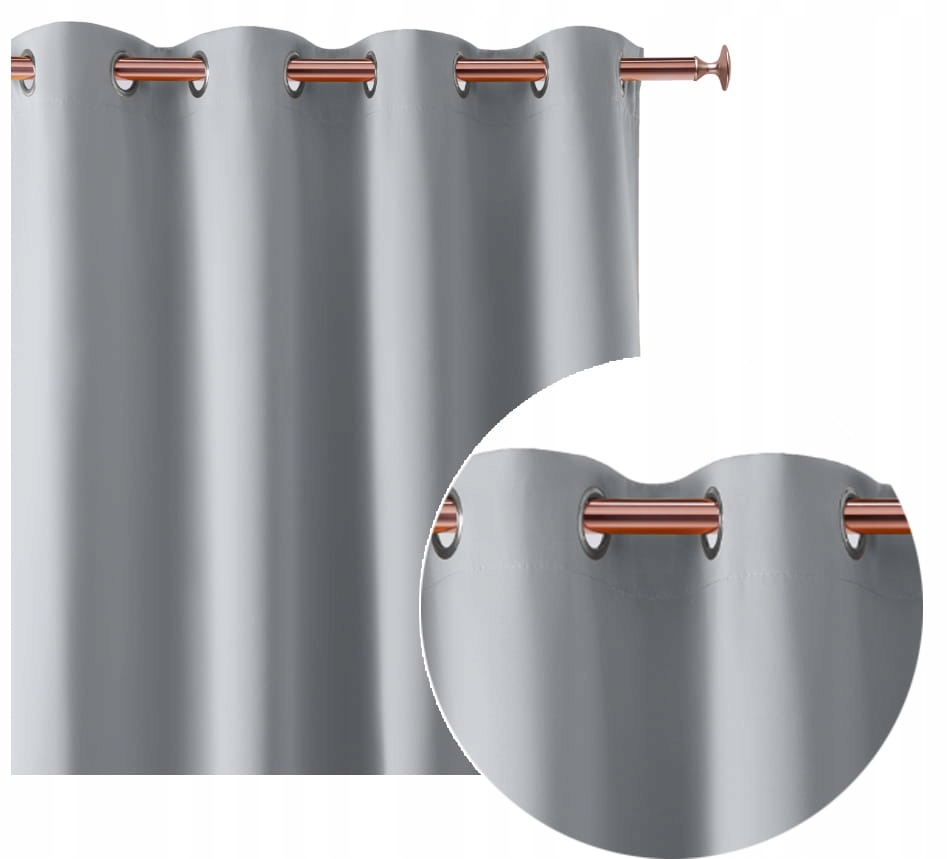 

Zasłona Szara jasna 140x280 Przelotki Kółka