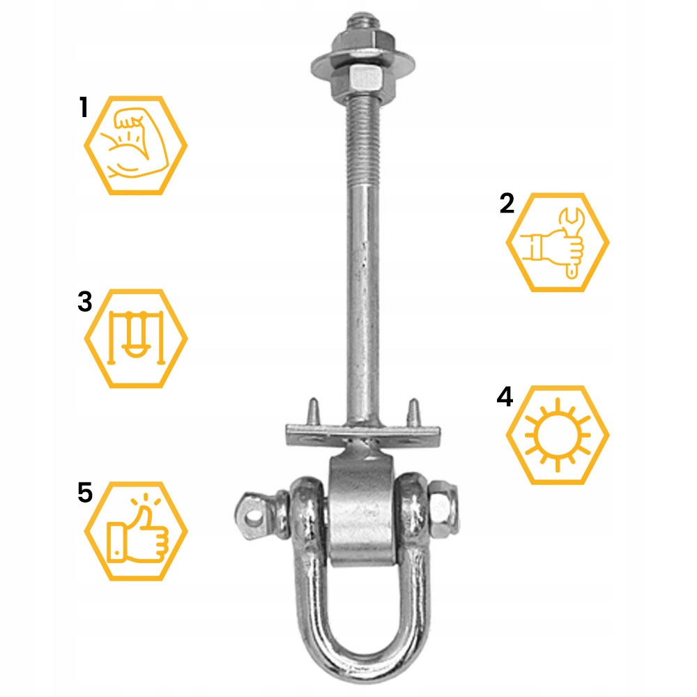 HAK HUŚTAWKOWY Z SZEKLĄ I BOLCAMI MOCOWANIE HUŚTAWEK MHD120 OCYNK DOMAX Styl tradycyjny