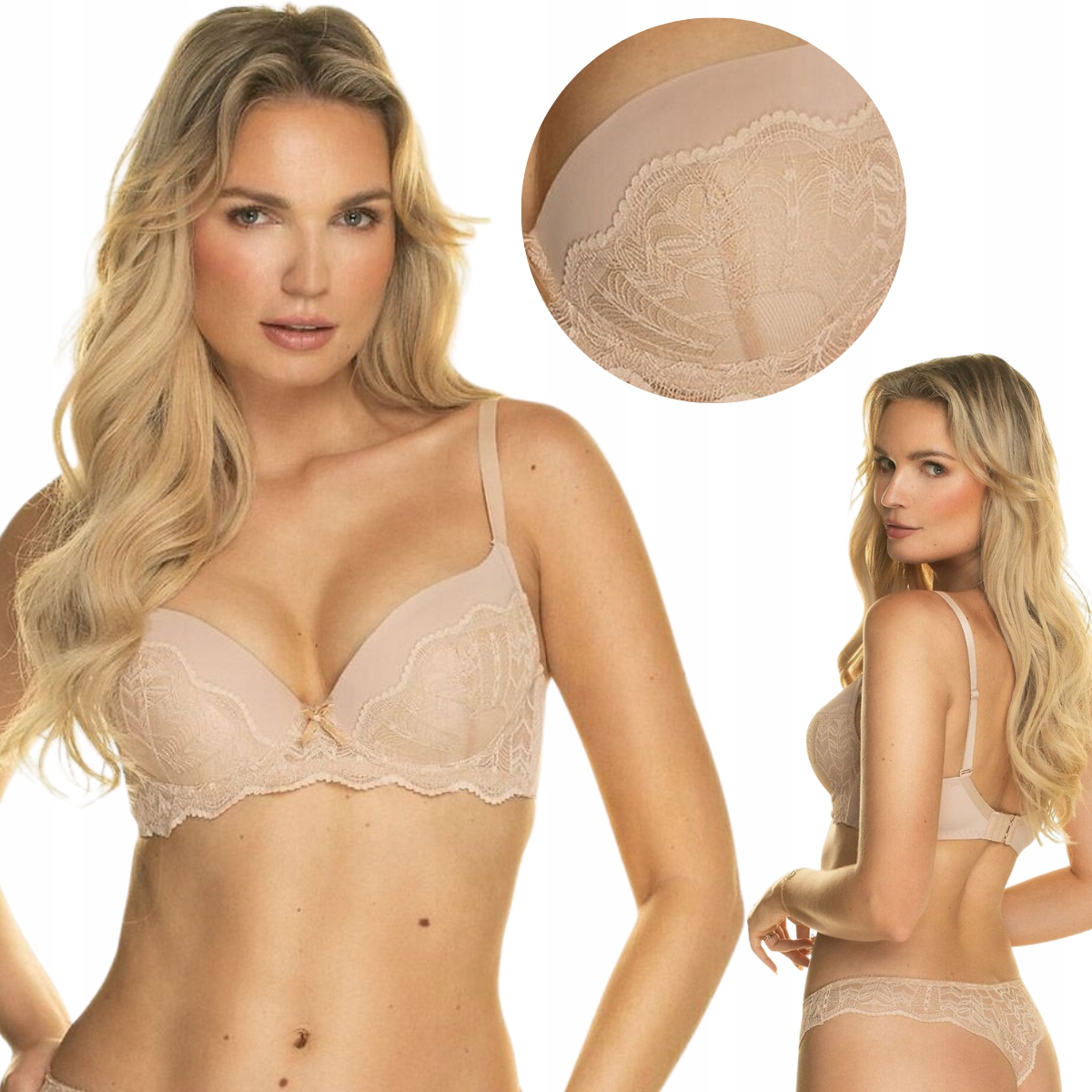 Dámská push up modelovací podprsenka s krajkou Konrad Alice béžová 85C
