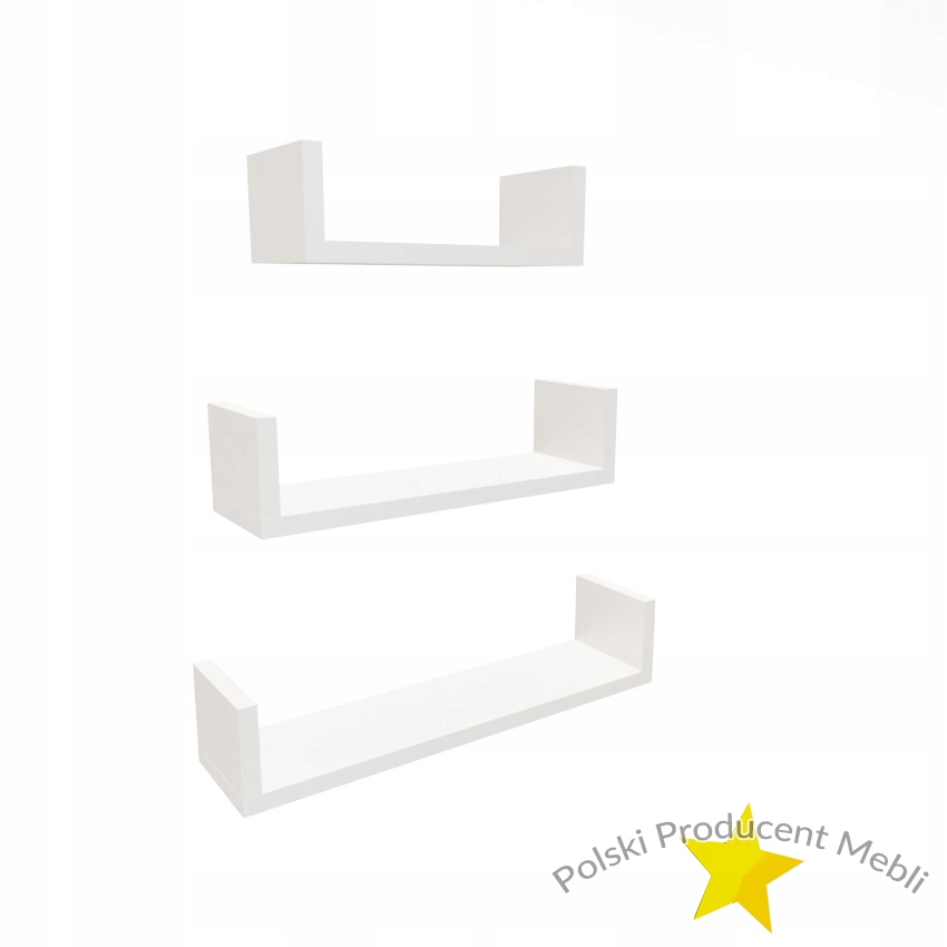 

Półka Wisząca Mała Zestaw 3 Półek Biała Płyta 18mm