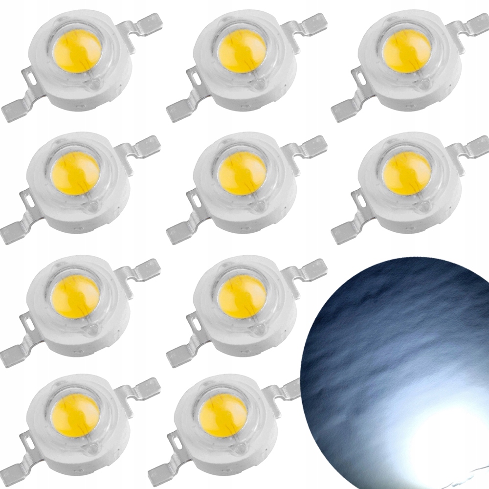 

x10 Dioda Power Led 1W Biała 6500K Epistar pasta