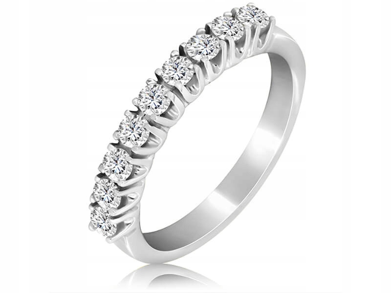 Moderní prstýnek z bílého zlata 585 s přírodními brilianty r10