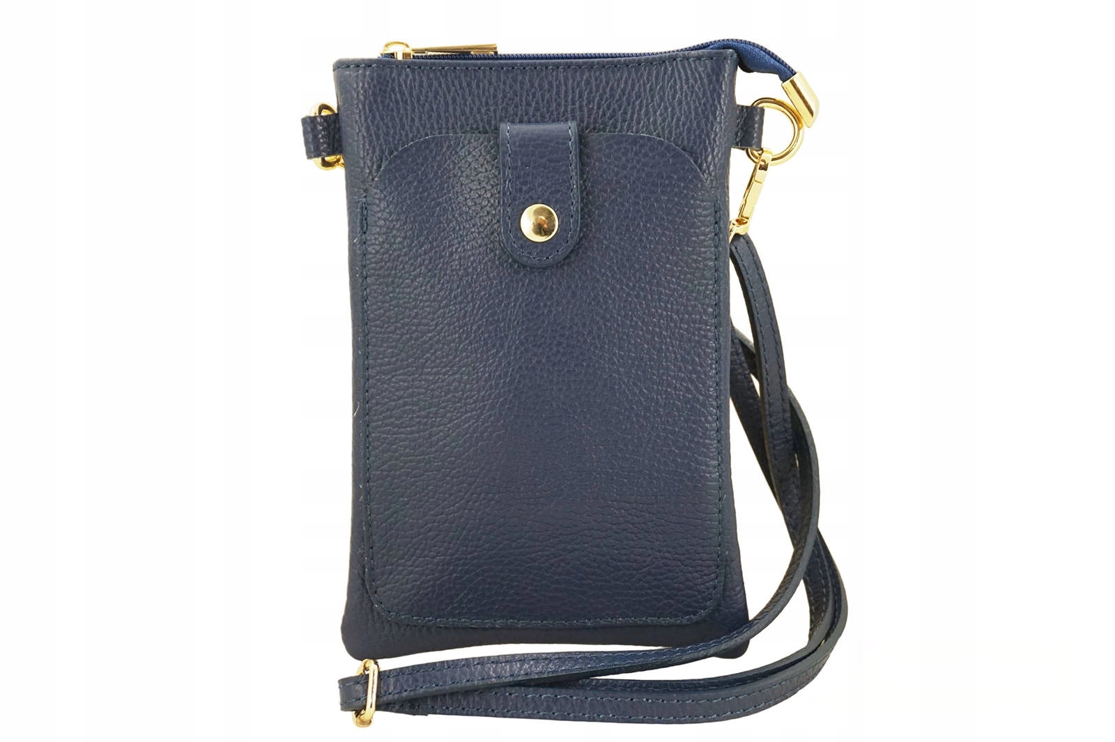 Mini kabelka pouzdro na telefon z kůže, modrá