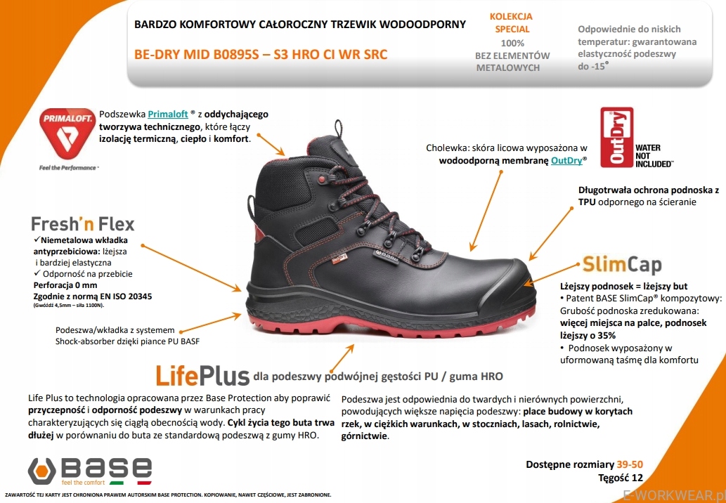 BUTY ROBOCZE BASE B0895 WODOODPO. ODDYCHAJĄCE r.43 Rozmiar 43