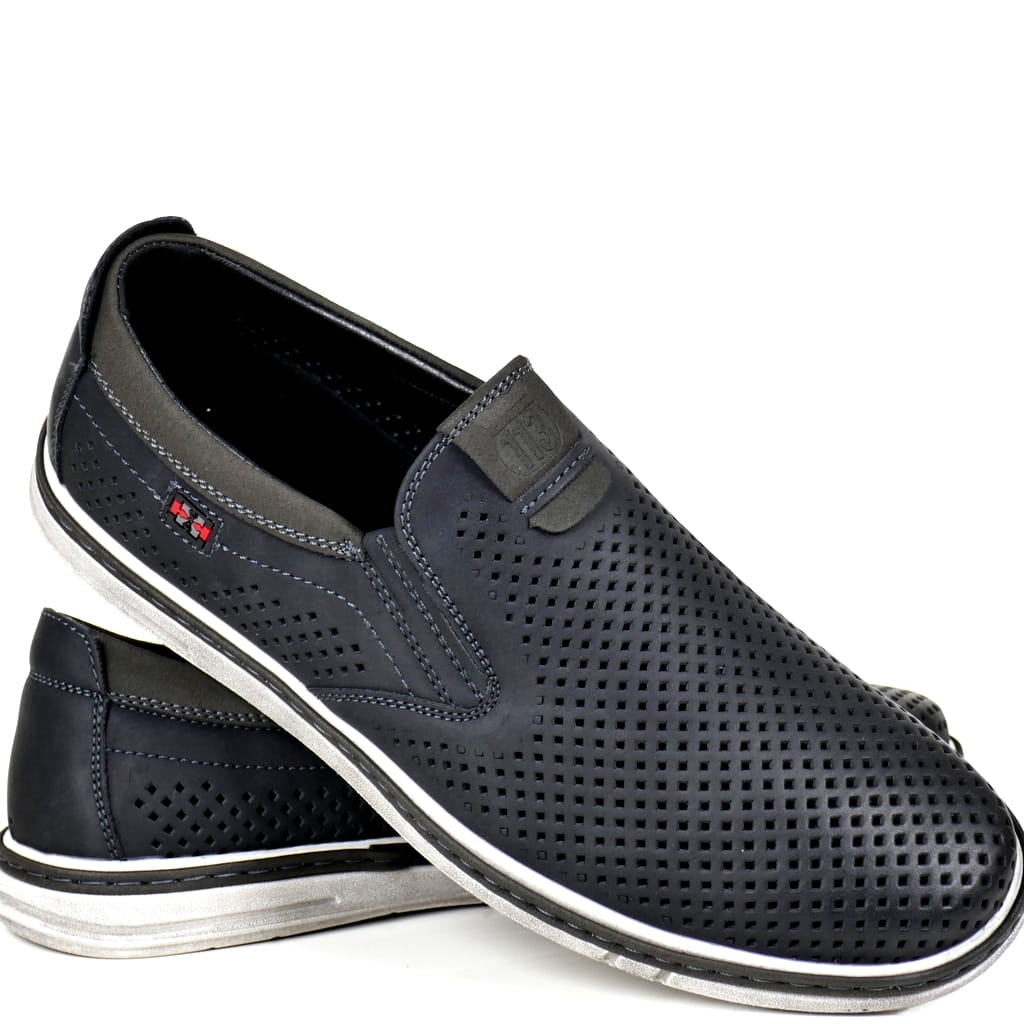 Pánské Nazouvací Polobotky S Perforovanými Otvory, Pohodlné, Černé, Vhodné Pro Každodenní Nošení