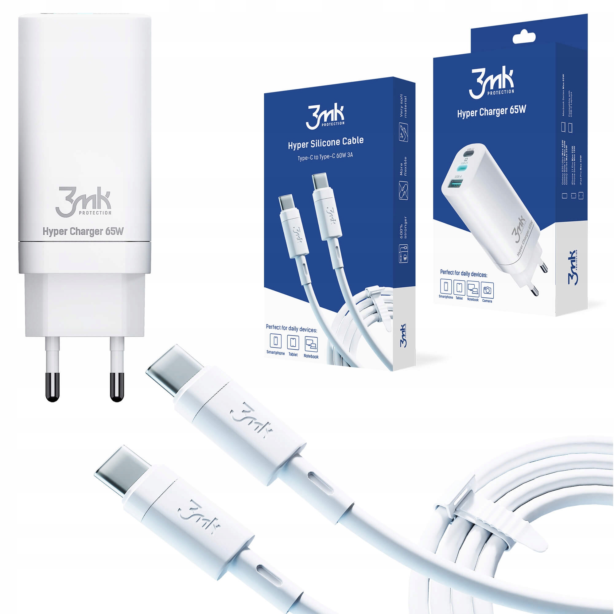

Zestaw 3mk Ładowarka sieciowa 65W Kabel Usb-c 60W
