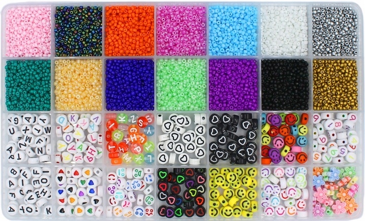 ZESTAW KORALIKÓW DO ROBIENIA BRANSOLETEK LITERKI DLA DZIECI PREZENT