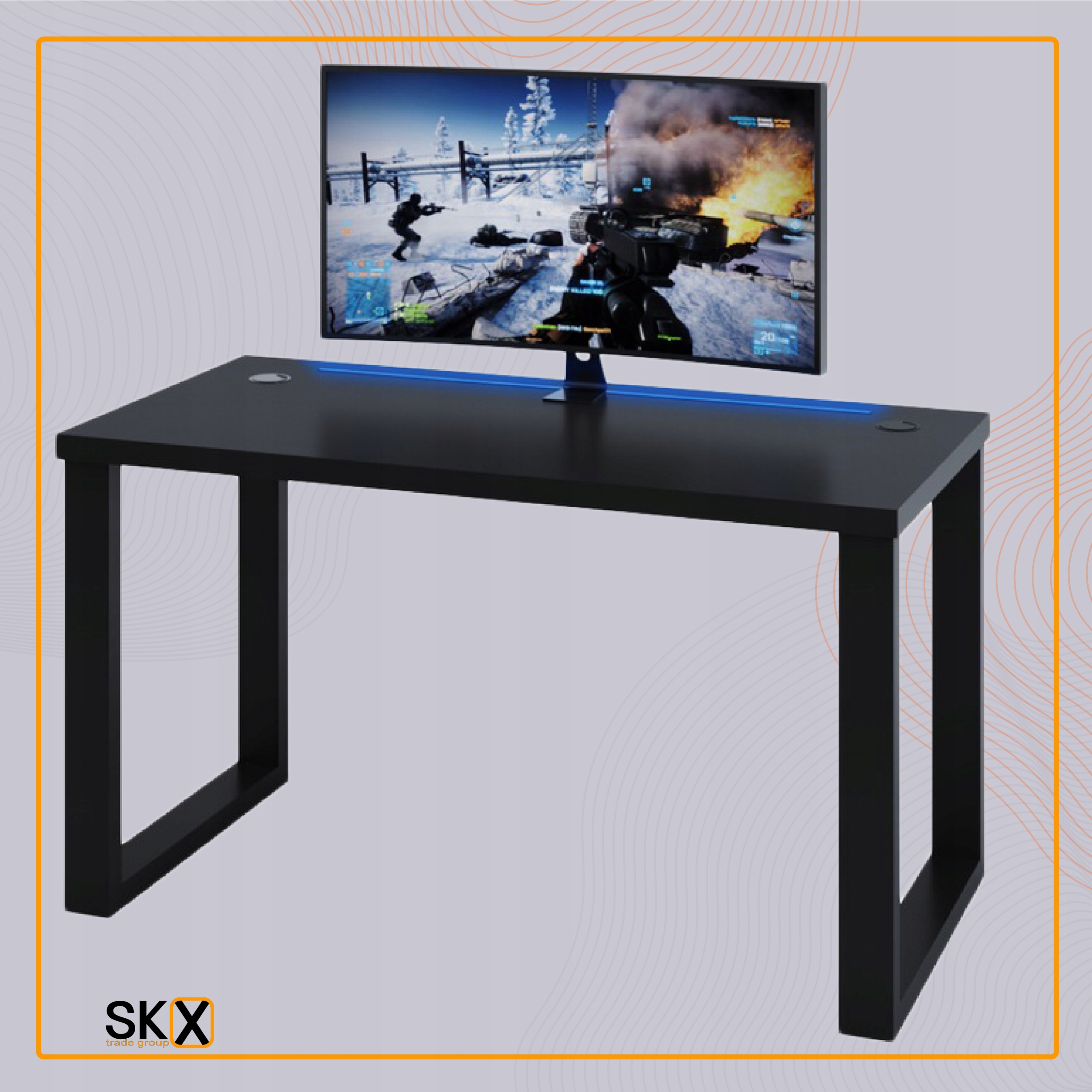 Biurko Gamingowe Komputerowe Dla Graczy LED Czarne Materiał korpusu metal