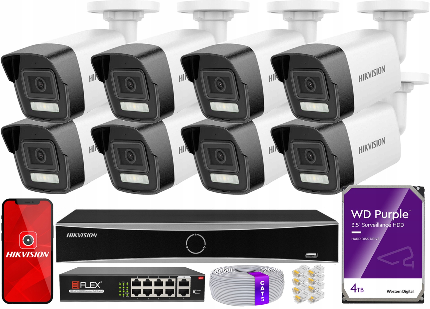 8x monitorovacia sada DS-2CD1083G2-LIU 8MPx rekordér DS-7608NXI-K1 4TB