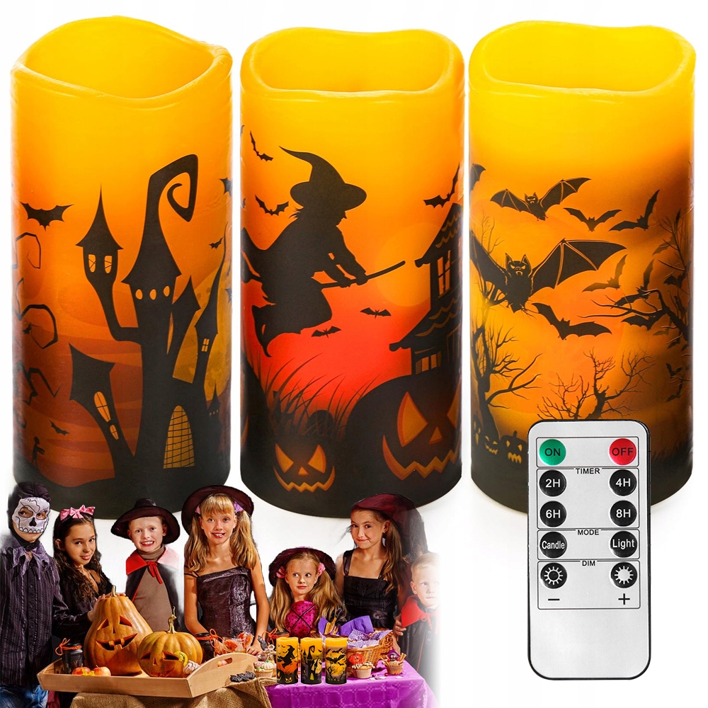Elektrická Led Svíčka Na Halloween S Netopýřími Dýněmi, Dekorace