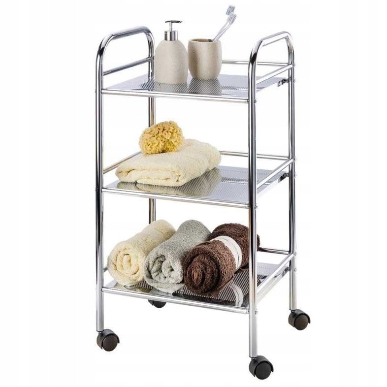 Kúpeľňový Vozík S 3 Policami, Chromovaná Oceľ, 75X32X41 CM, Strieborný